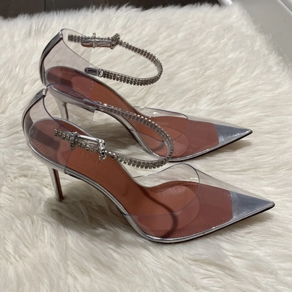 Amina Muaddi Ursina crystal embellished‎ transparent pump size 38EU